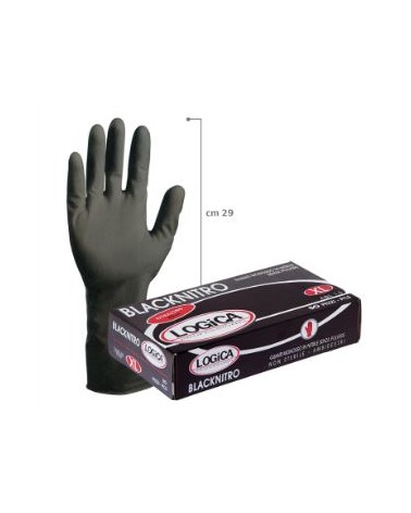 GUANTO NITRILE NERO 50 PEZZI TAGLIA L EXTRALONG 30CM