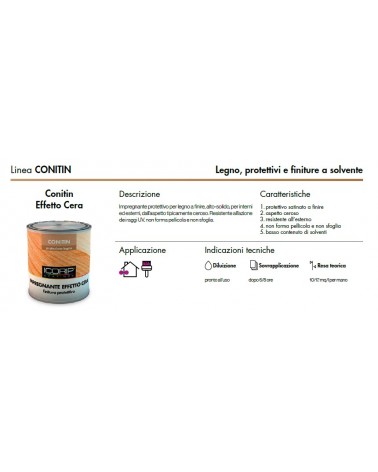 IMPREGNANTE CONITIN EFFETTO CERA FINITURA PROTETTIVA ICORIP BASE G- PINO ML375Impregnante protettivo per legno a finire, alto-so