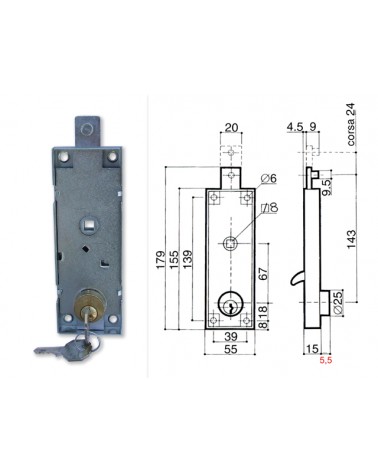 Prefer Serratura B551-0810 per porte basculanti.