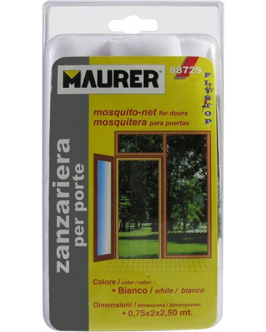 Zanzariera fissa per porte, MAURER - con fissaggio a velcro - rete in poliestere MT0,75X2,50