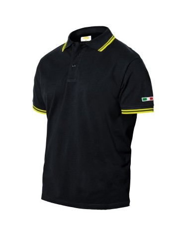 POLO 100% COTONE NERO/GIALLA FLUO 200GR MANICA CORTA SUMMER/8 TAGLIA M