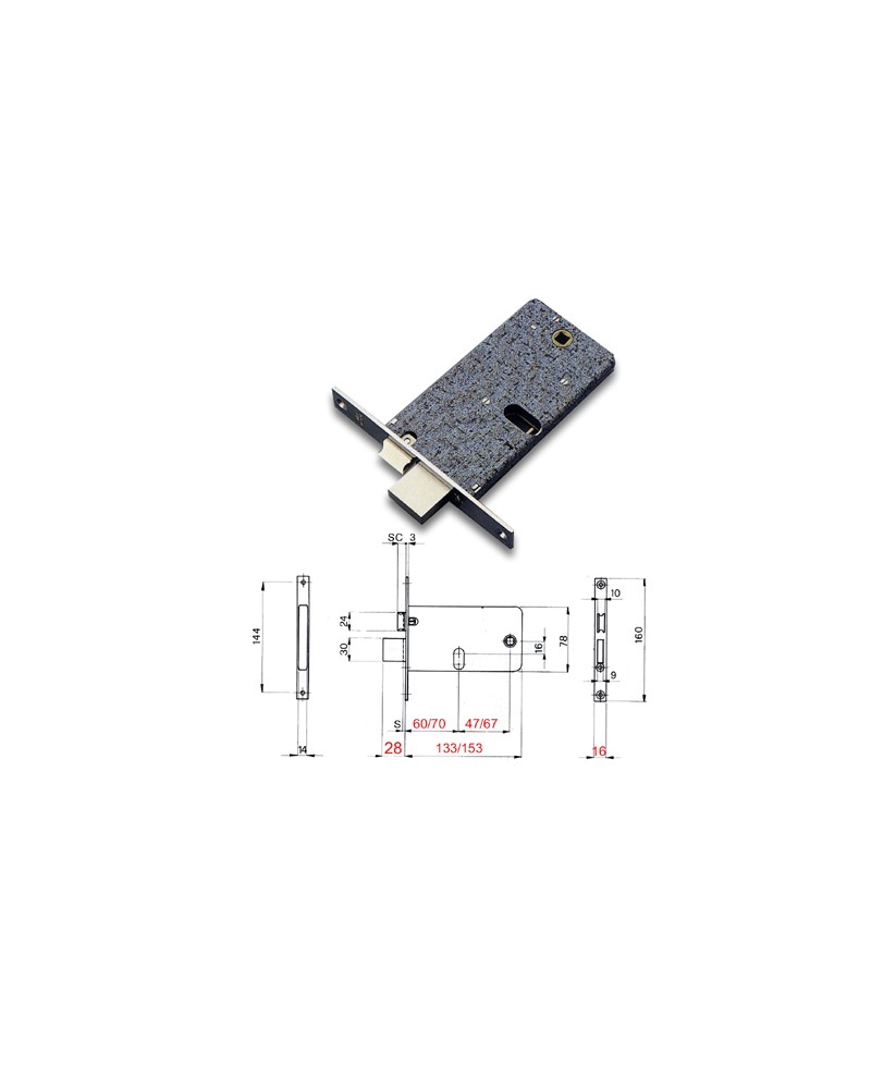 SERRATURA OMEC 770 DA INFILARE E70 CILINDRO OVALE F16