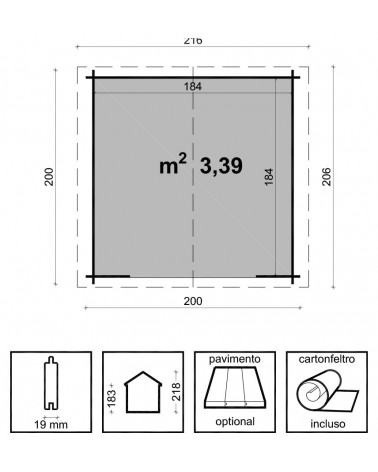 CASETTA GIULIA CM. 200X200