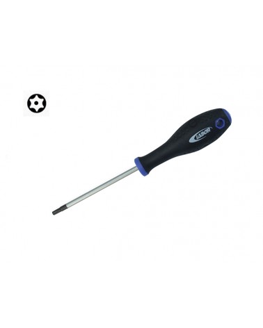 Cacciavite con lama torx T27 mm6,0x125 resistant tamper in acciaio cromo vanadio molibdeno, punta magnetica e manico ergonomico.