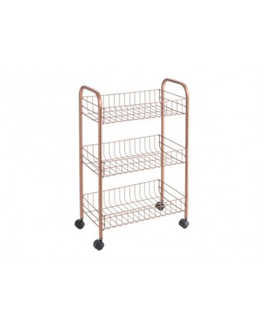 CARRELLO 3 PIANI LUGANO COPPERScaffaletto 3 piani smontabile, cm.41x23x63 Polytherm Lugano Copper. In filo ferro doppia plastifi