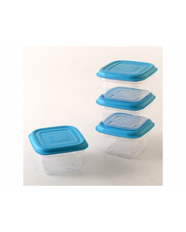 SET 4 CONTENITORI  ERMETICI QUADRATI TRASPARENTI  0,25LT GIOSTYLE