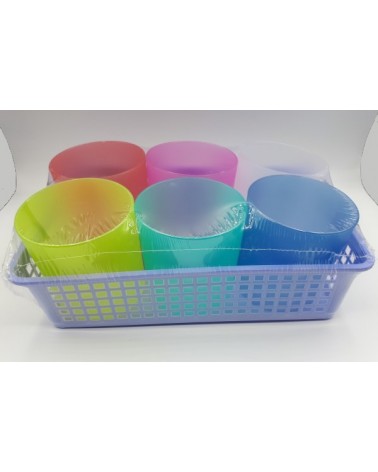 SET 6 BICCHIERI PLASTICA DEM cc250 23,5 x 15 x h 9 cm Variante Colore: bianco, rosso, Giallo, verde, fucsia e blu