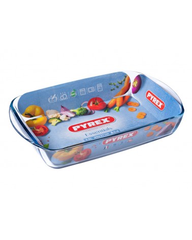 TEGLIA RETTANGOLARE PYREX 27X17CM 1,4LTTeglia rettangolare in vetro, utilizzabile in forno. Lavabile in lavastoviglie, antigraff