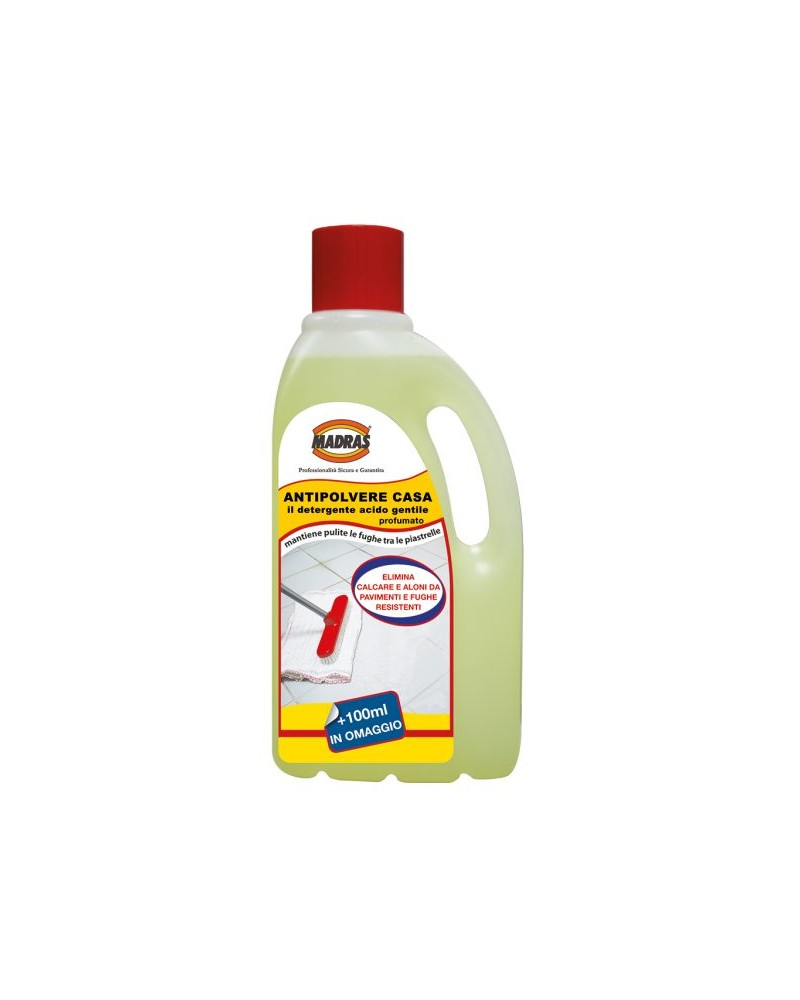 ANTIPOLVERE CASA 1LT. Detergente acido gentile profumato, antipolvere ed anticalcare, per pavimenti ceramici.