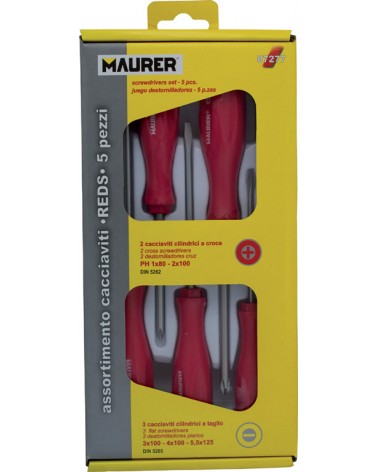 Assortimento di 5 cacciaviti MAURER serie REDS