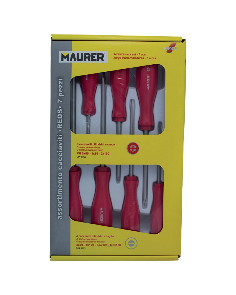 Assortimento di 7 cacciaviti MAURER serie REDS