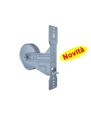 Avvolgitore zincato modello Uni  ML12. Per cintino 23x2mm. Interassi fori: mm.206-mm.184-mm.165-mm.157-mm.142 (da foro a foro). 