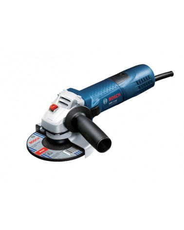 Bosch smerigliatrice GWS 7-115. Potenza ass. 720w. Disco da 115 mm. Bloccaggio dell\'alberino. 11,000 giri/min. a vuoto. Interru