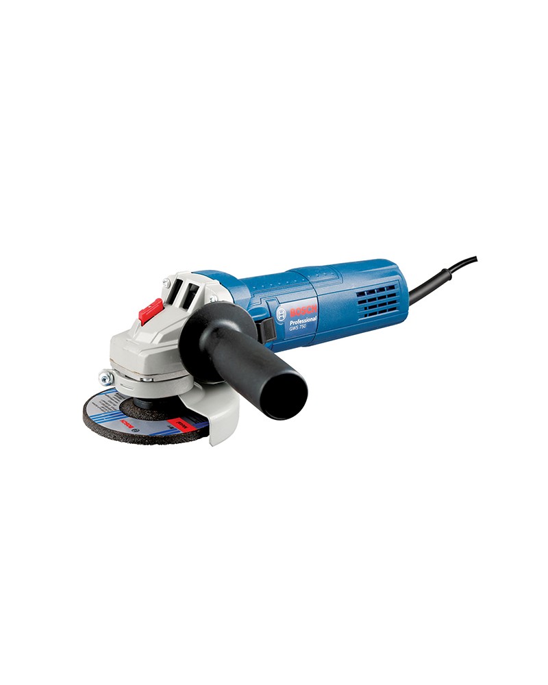 Bosch smerigliatrice GWS 750, diametro disco 115 mm, circonferenza 187 mm, numero di giri a vuoto 11.000 al min , sistema protez