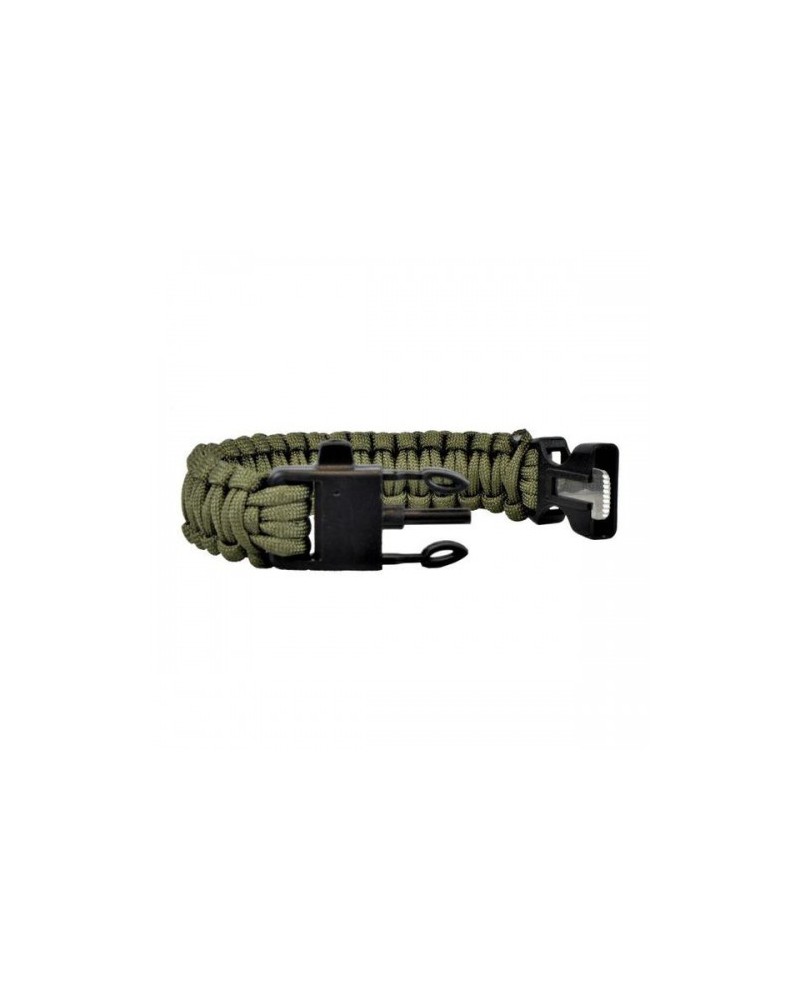 BRACCIALETTO SURVIVAL 3 IN 13 MT CIRCA DI CORDAACCIARINO E RASCHIETTOFISCHIETTOCOLORE olive drab