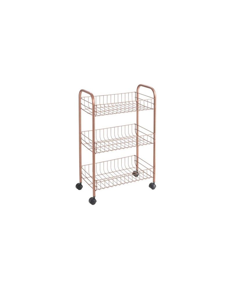 CARRELLO 3 PIANI LUGANO COPPERScaffaletto 3 piani smontabile, cm.41x23x63 Polytherm Lugano Copper. In filo ferro doppia plastifi