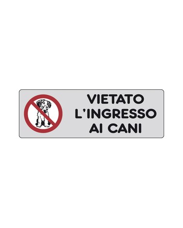 CARTELLINO ADESIVO VIETATO L\'INGRESSO AI CANI 150X50MM