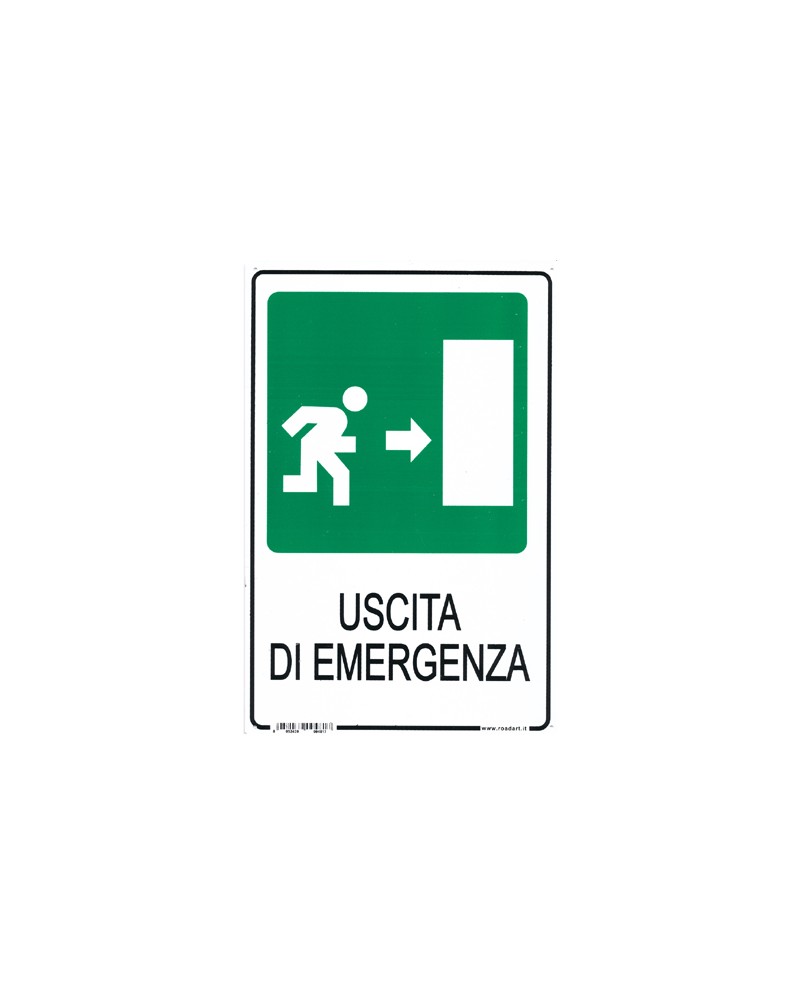 Cartello USCITA DI EMERGENZA SX in plastica. Dimensioni mm.300x200