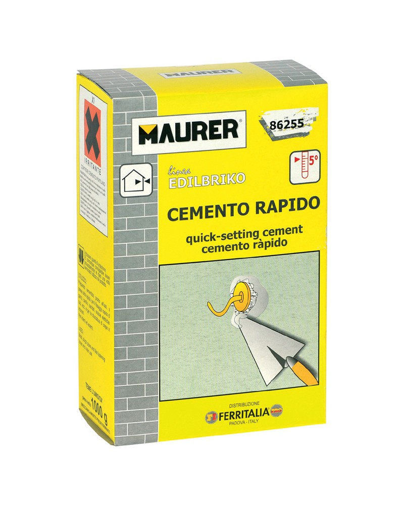 Cemento rapido MAURER EDILBRIKO 5kg per fissaggio di zanche, tasselli, piastrelle e tubi - adatto per uso interno ed esterno