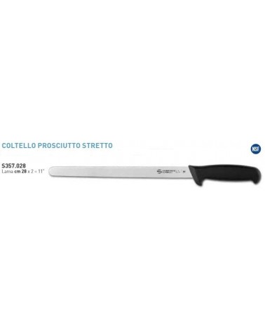 Coltello PROSCIUTTO STRETTO CM28 linea SUPRA. I materiali utilizzati sono sterilizzabili, resistenti alla corrosione ed alle ele