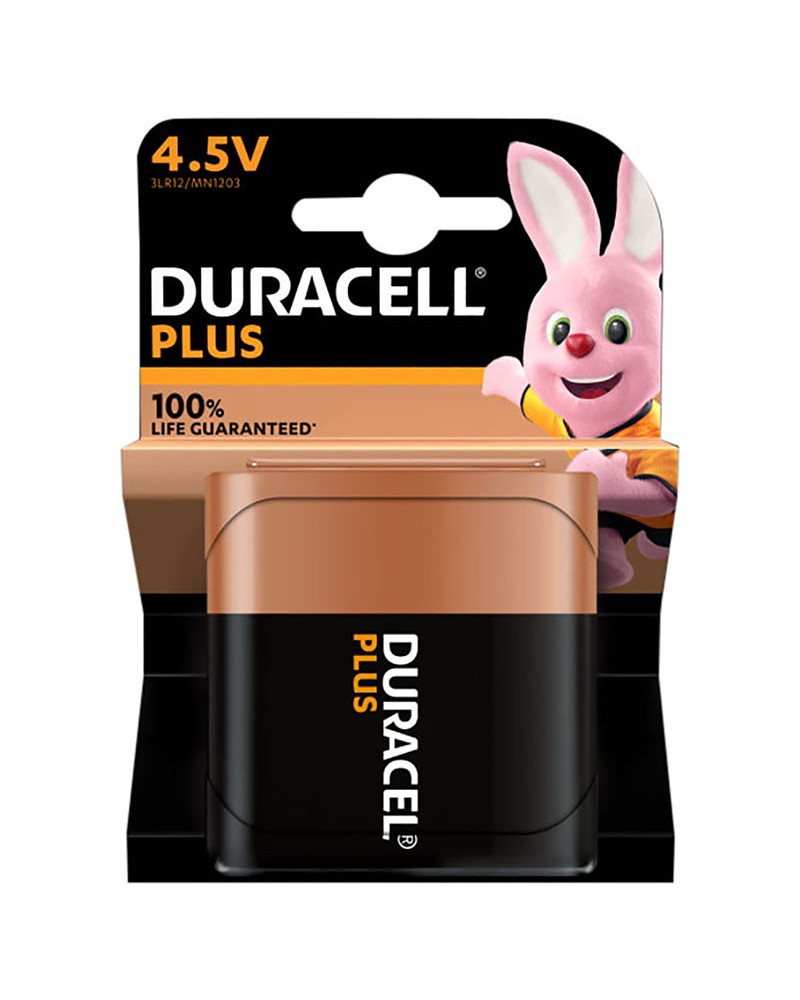 Confezione 1 pila alkaline DURACELL PLUS 100 - piatta 4,5V MN1203