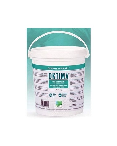 CREMA LAVAMANI OKTIMA ECOLABEL KG.1E\' una pasta cremosa bianca concentrata con microgranuli, ad alto potere pulente. Gli abrasi