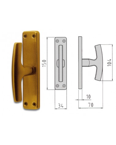 CREMONESE ALOX SERIE GABRY EZ+Q7. Altezza mm. 150, larghezza mm. 34. Colore Bronzato. ART. 400407004