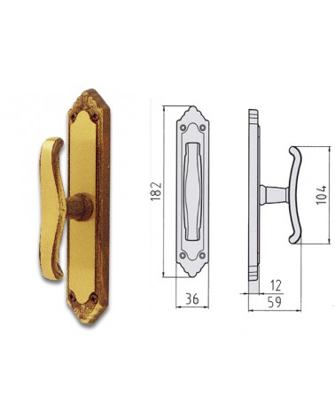 Cremonese in ottone satinato serie Lady. Altezza mm. 182, larghezza mm 36. ART. 394406006