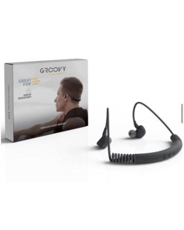 CUFFIE WIRELESS SPORT GROOVY HEADSET. Resistenza al sudoreSuono di alta qualità, Design ergonomico. Microfono incorporato. Versi