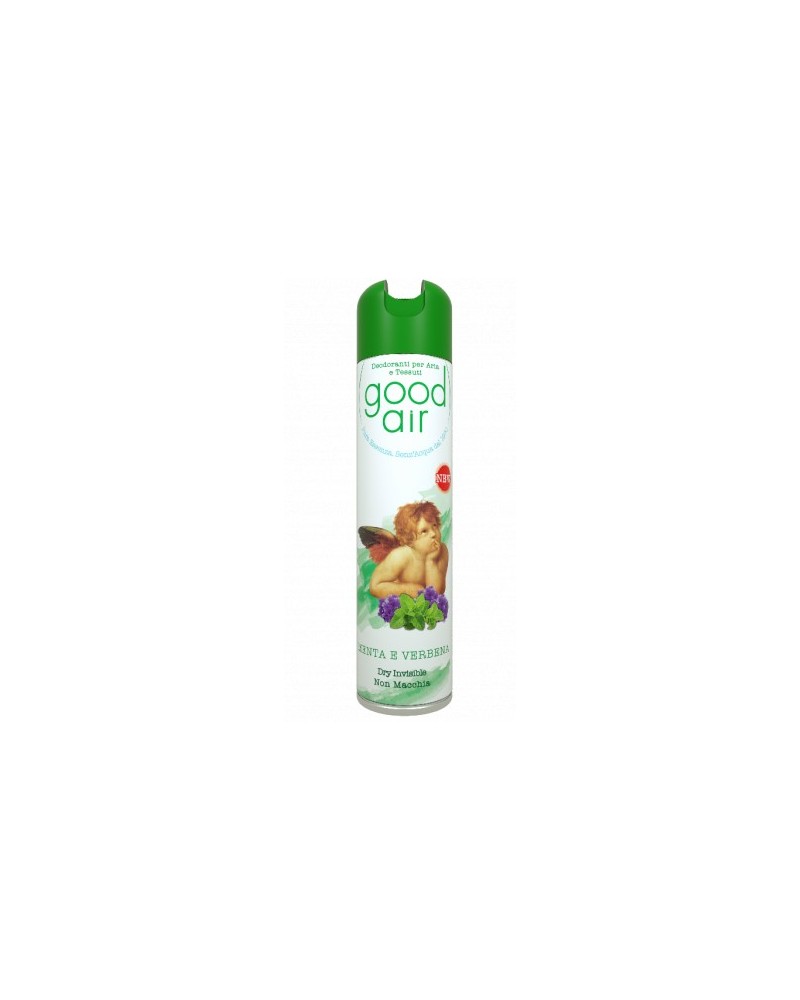 Deodorante spray Good Air 400ML AL PROFUMO DI MENTA E VERBENA, per ambiente e tessuti, per un atmosfera dolce ma frizzante.