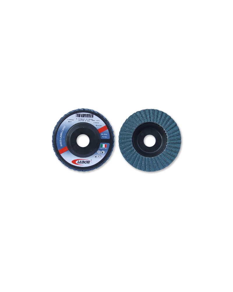 Disco abrasivo lamellare allo zirconio. Supporto in nylon. DIAMETRO MM115 GRANA 100