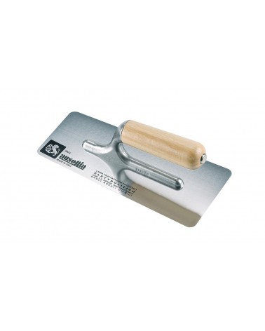 FRATTAZZO A BORDI TONDI CM20×8 INOX CON MANICO IN LEGNO forcella corta