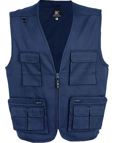 Gilet multitasche mod. SUDAN colore blu navy - 65% polyestere, 35% cotone - non foderato - gancio portabadge o portachiavi - un 