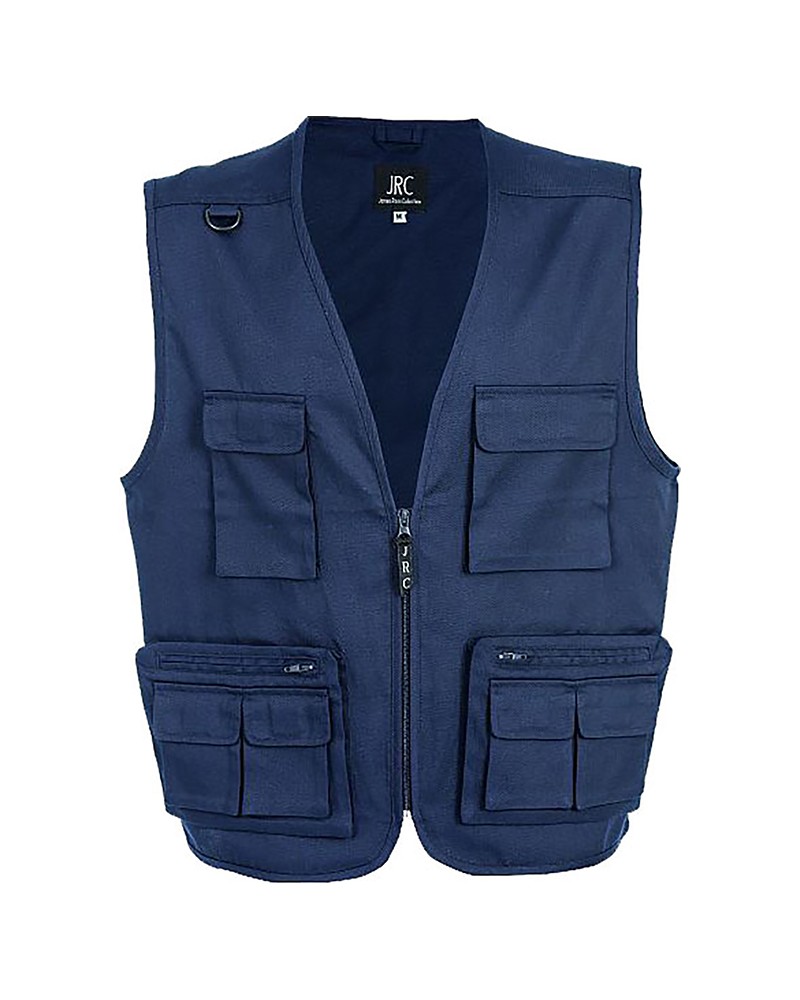 Gilet multitasche mod. SUDAN colore blu navy - 65% polyestere, 35% cotone - non foderato - gancio portabadge o portachiavi - un 