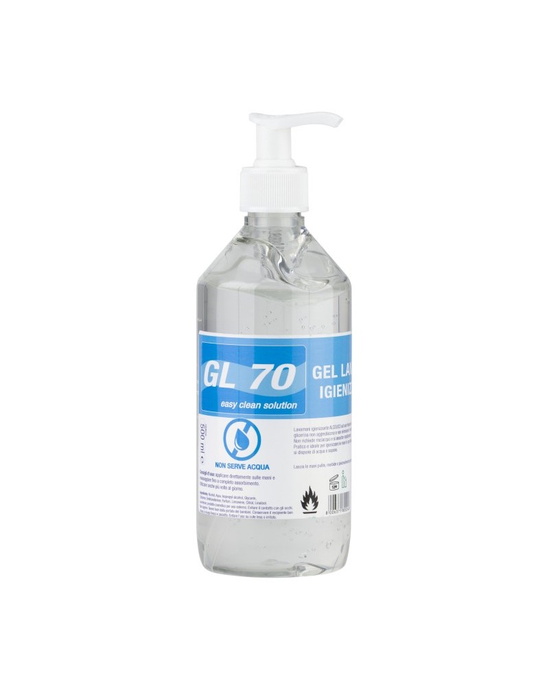 GL 70 GEL MANI ALCOLICO 500ml.E\' un igienizzante mani ad uso frequente. Gli ingredienti a base idroalcolica non aggrediscono e 