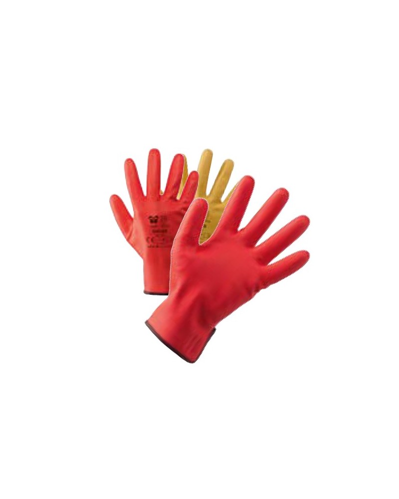 GUANTO DRIVER tecnico a filo continuo 100% nylon / nitrile TAGLIA 10 ROSSO. Supporto interno a filo continuo in nylon. Completam