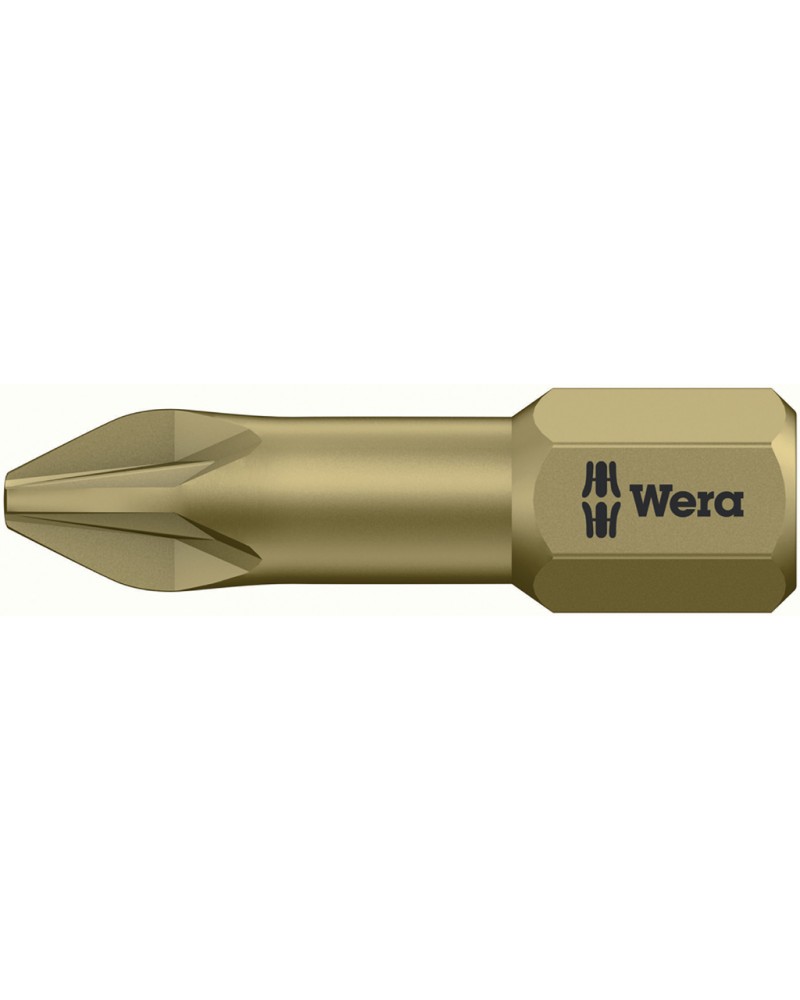 Inserto a croce WERA PZD1 X 25MM art.855/1HT tipo Pozidriv con zona di torsione ottimizzata esagono 1/4