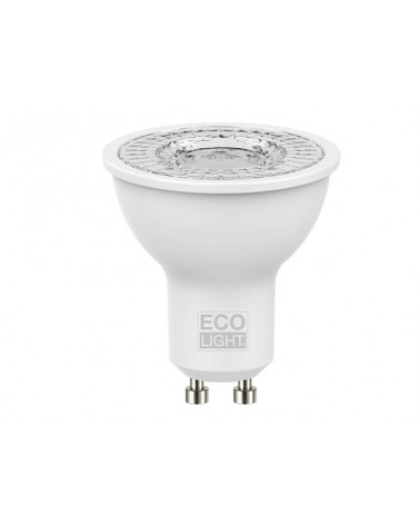 Lampada led faretto 8W=60W 3000K 806lumen. Attacco GU10. Durata 25000 ore, 15000 accensioni, classe A+. Angolo 100°. 230V 50/60H