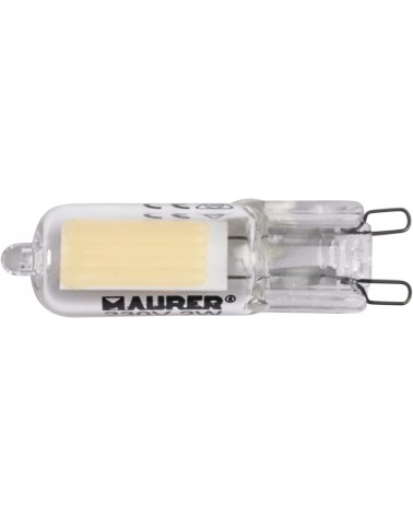 Lampadina a LED 2W = 22W bispina MAURER - attacco G9 - 3000°K (luce bianca calda) - angolo fascio luminoso 300° - A+