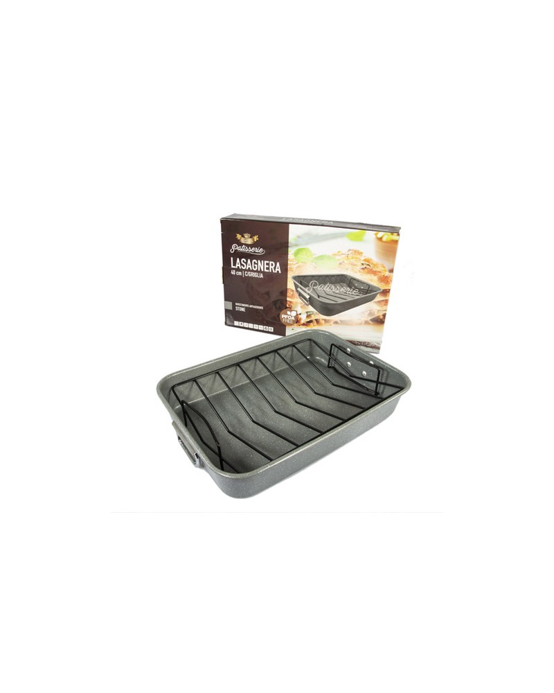 LASAGNERA PATISSERIE CON GRIGLIALasagnere in alluminio antiaderente Stone cm.40 con griglia. Linea Patisserie