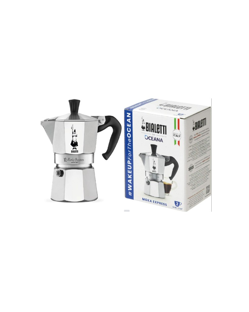 MOKA EXPRESS 2 TAZZE BIALETTI Caffettiera in alluminio con scatola regalo. Può essere utilizzata sia su fornelli a gas che su fo