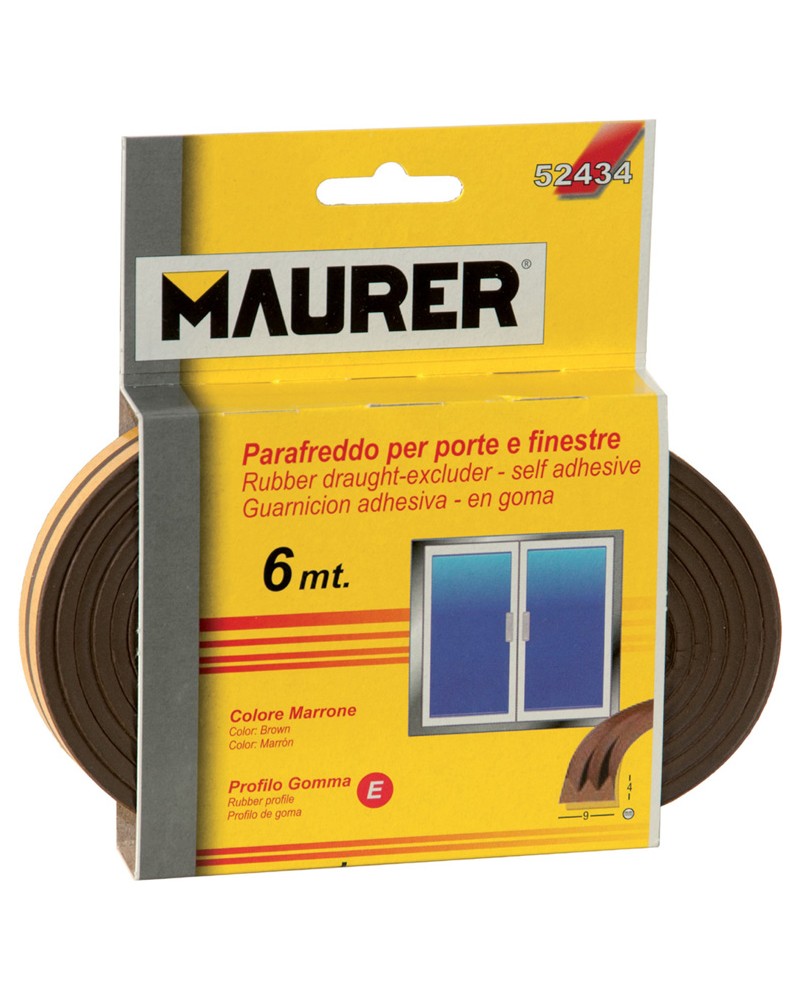 Nastro parafreddo MAURER in gomma - autoadesivo - profilo E - marrone 9X4MM MT6