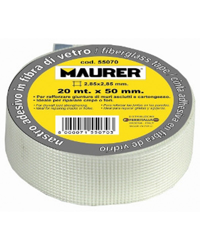 Nastro rete adesivo MAURER in fibra di vetro per cartongesso 20MT x H50MM