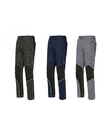 Pantalone tecnico TAGLIA XL GRIGIO con inserti in tessuto anti abrasione e piping riflettente, possibilità di regolazione lunghe