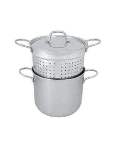 PASTAIOLA CON CESTELLO CM28 IN ACCIAIO INOX E COPERCHIO ADATTA ANCHE PER INDUZIONE DAISY  ART. 435E