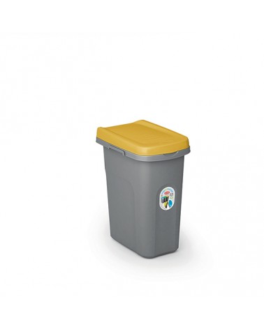 PATTUMIERA HOME ECO SYSTEM LT15 CON COPERCHIO GIALLO.Pattumiera modulare salvaspazio, con sistema di aggancio laterale per la ra