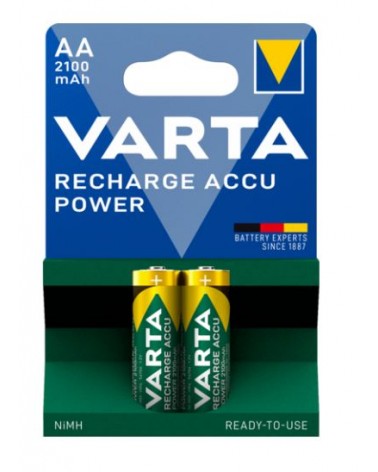 Pila POWER RECHARGE Accu, ricaricabile 2100MAH. Tipo Stilo. 2 PEZZI. VARTA