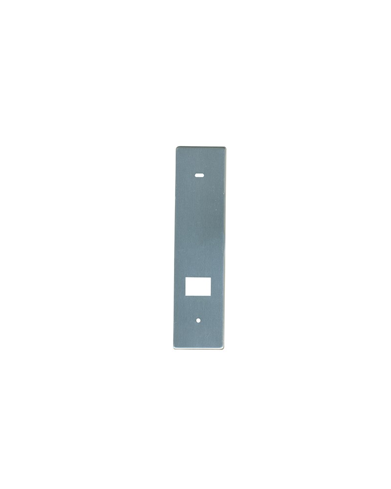 Placca in inox per avvolgitore Normale. Interassi mm.185 da foro a foro. Dimensioni: 220x55mm.