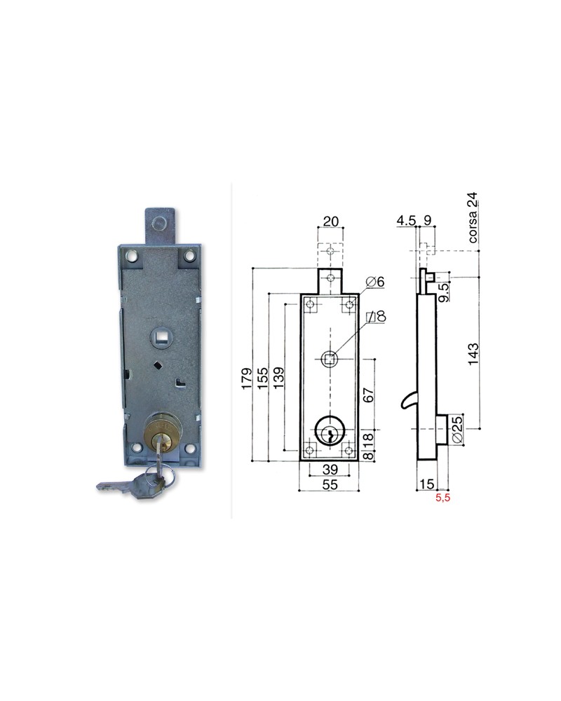 Prefer Serratura B551-0810 per porte basculanti.