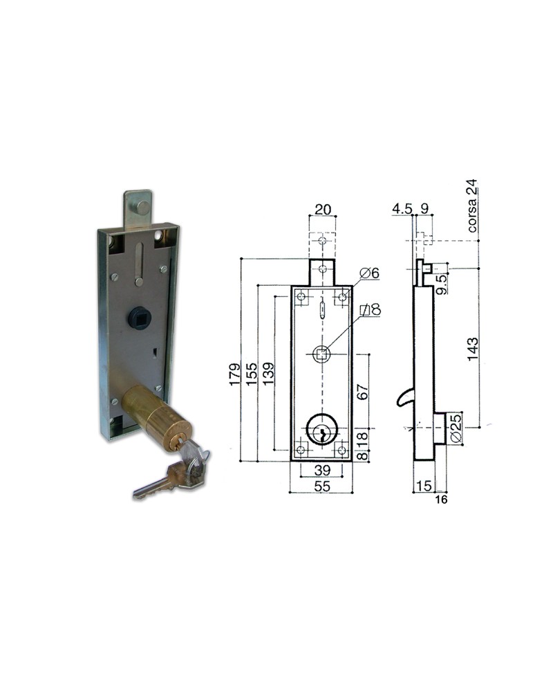 Prefer Serratura B551-081h per porte basculanti cilindro mm50